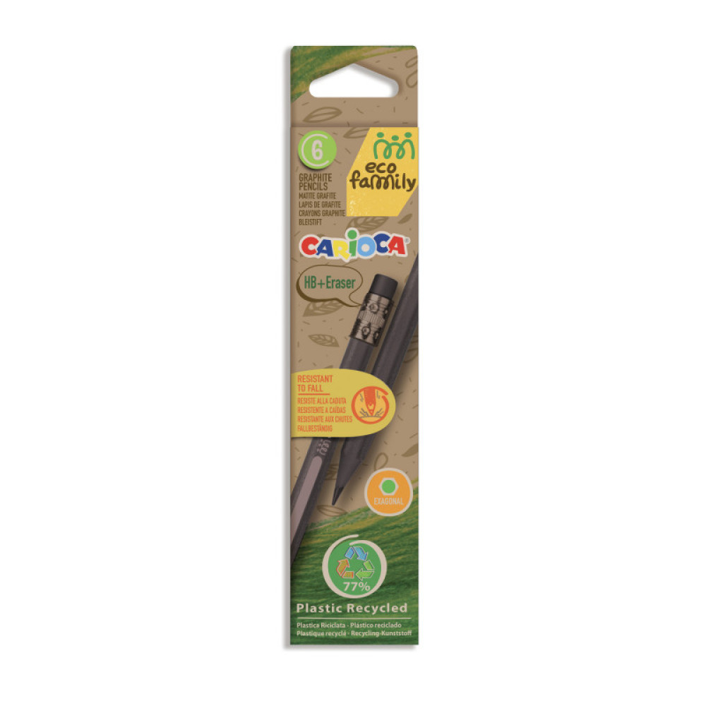CARIOCA EcoFamily HB  ΜΟΛΥΒΙ ΜΕ ΓΟΜΑ 6 ΤΜΧ Black Lead Pencils
