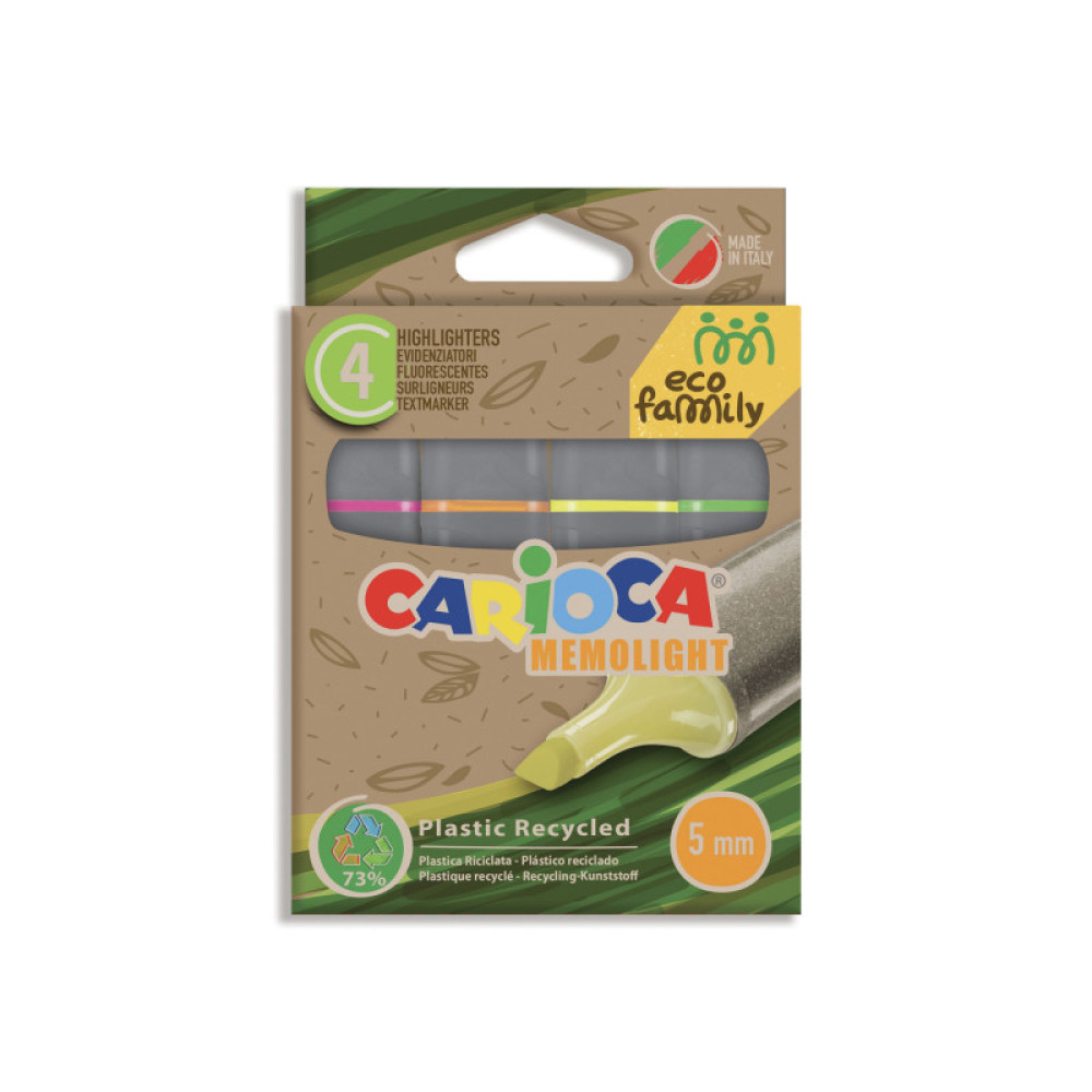 CARIOCA EcoFamily Memolight Μαρκαδόροι Υπογραμμίσεως 4 τμχ