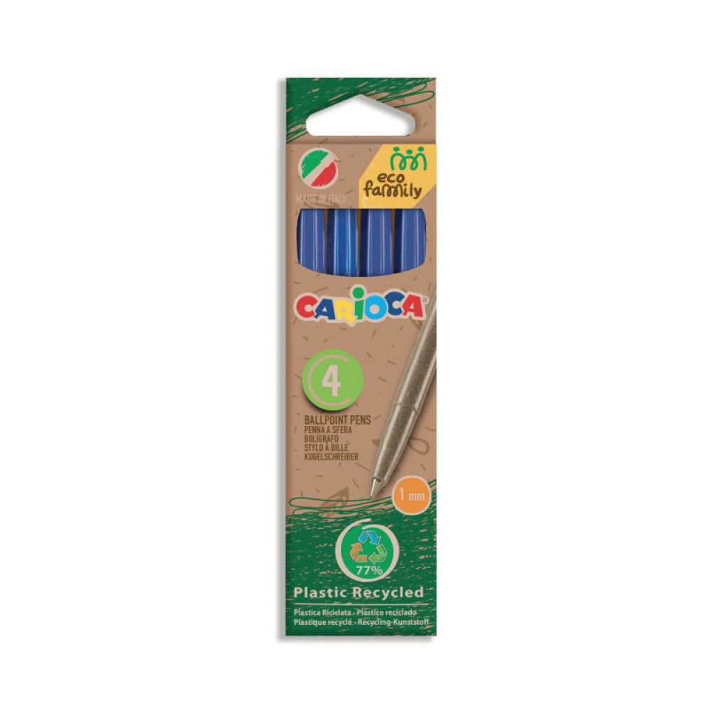 CARIOCA EcoFamily ΣΤΥΛΟ ΜΠΛΕ 4 ΤΜΧ Blue Ball pen